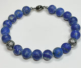 Matte Lapis Lazuli Stainless Steel Bead Bracelet