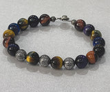 Multi Color Tiger Eye With Stainless Steel Beads