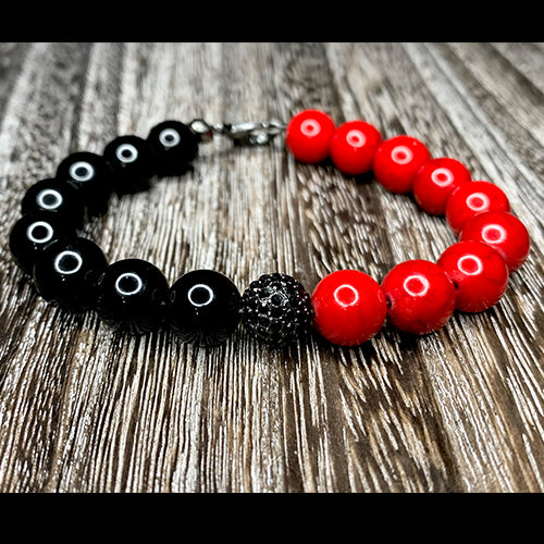 Red Fossil & Black Onyx Bracelet