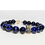 Blue Tiger Eye Crown Bracelet