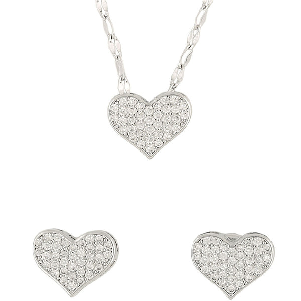 Cubic Zirconia Pave' Heart Necklace