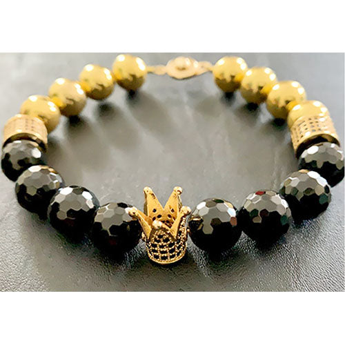 Faceted Black Onyx Crown Bracelet
