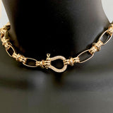 Horseshoe Pave Link Necklace