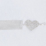 Multi-Strand Crystal Heart Bracelet