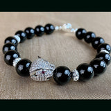 Black Onyx Silver Panther Bracelet