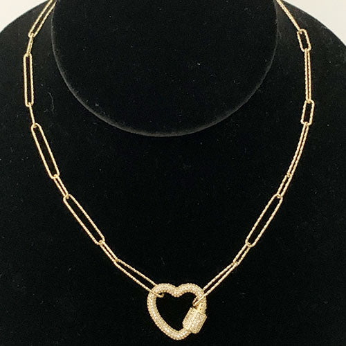 Paper Clip Necklace with Heart Clasp