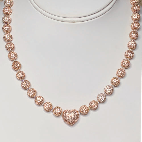 Pave Rose Gold Heart Necklace