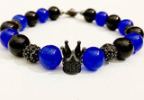 Black Onyx and Blue Jade Crown Bracelet
