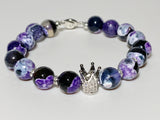 Purple Fire Crackle Agate Crown Bracelet